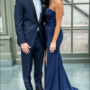 Faviana navy blue bridesmaid dress